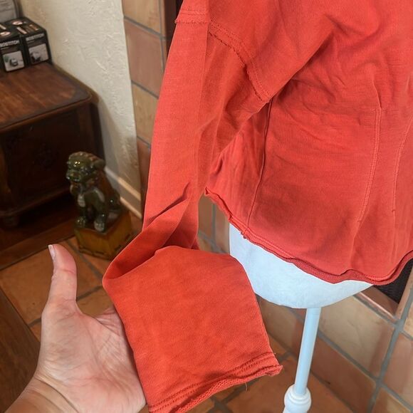 Pilcro by Anthropologie Orange Cinch Waist Sweatshirt Top, size S - Picture 5 of 11